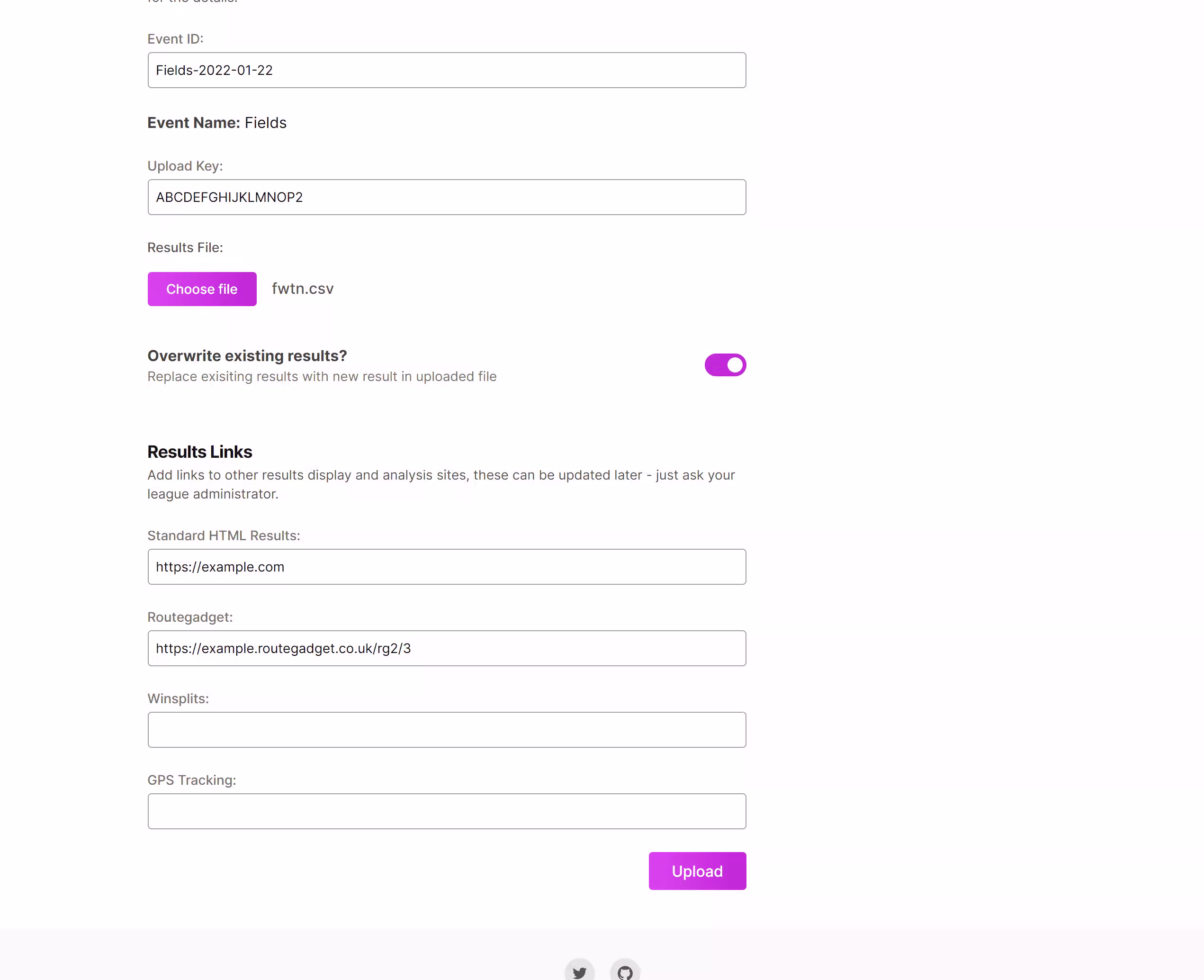 Upload Form with Completed with Upload Button Showing